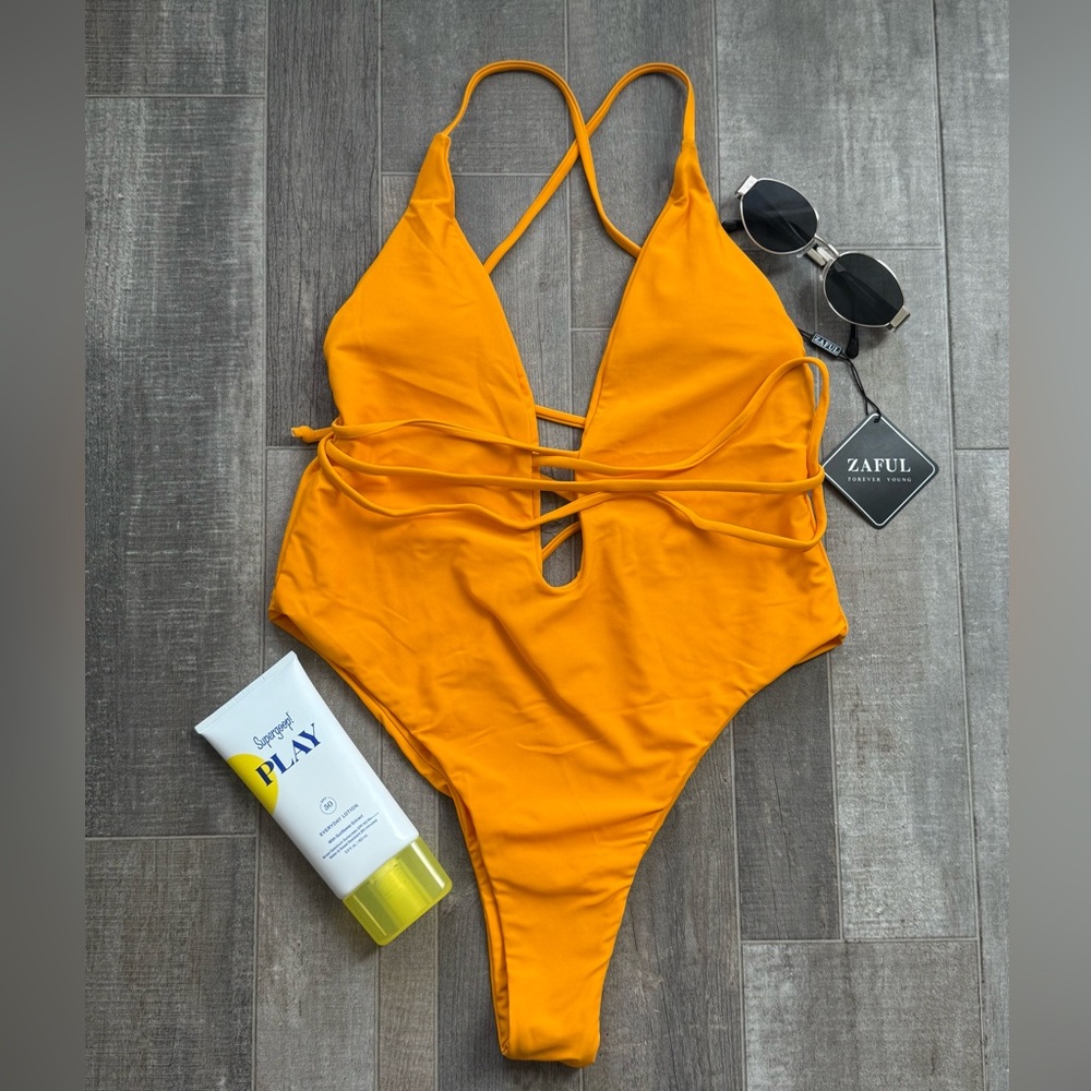 Orange One Piece Swimsuit